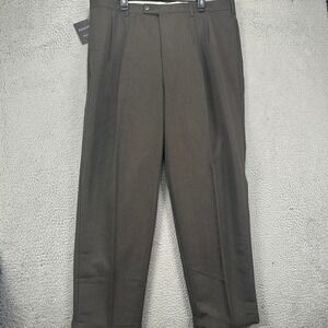 Arrow Pants Dress Mens 40X32 Brown Flat Front Straight Leg Comfort Exact Fit NEW